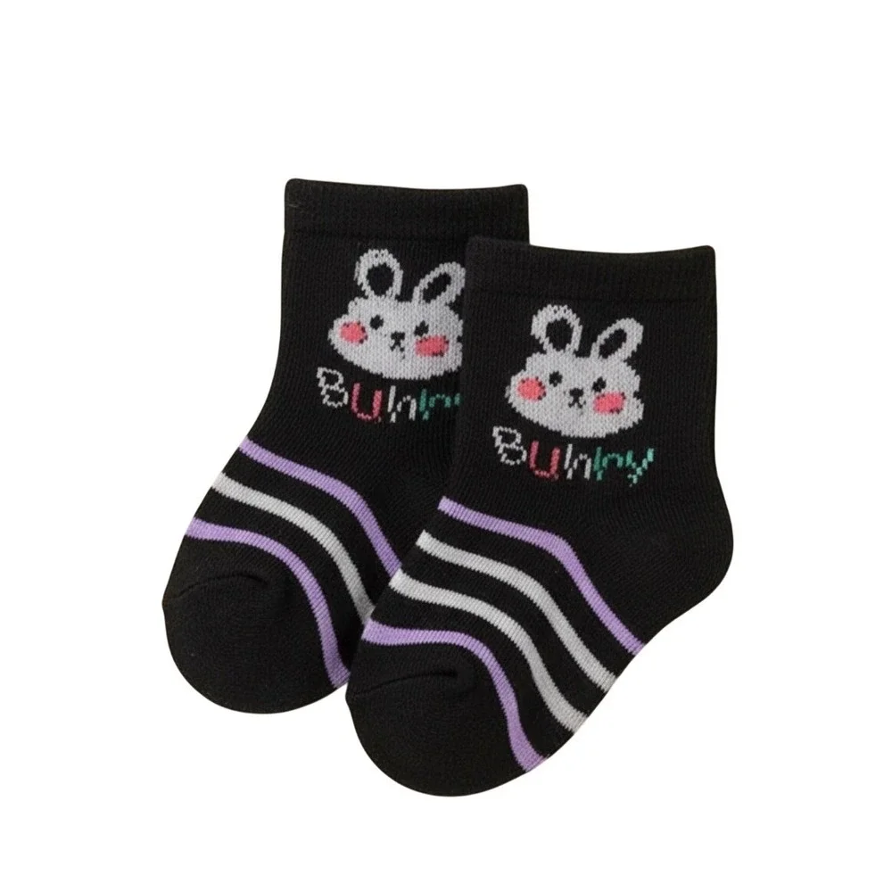 Girls Polychrome Easter Whimsical Bunny Socks 2-3T Durable Casual Pastel 5 Pairs